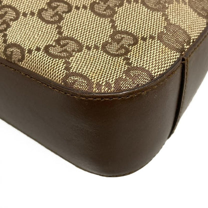 Gucci Shoulder Bag GG Pattern 13812 Beige X Dark Brown Leather