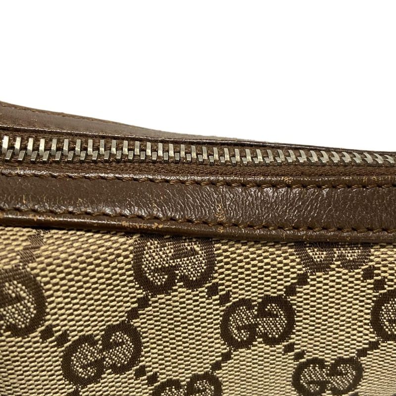 Gucci Shoulder Bag GG Pattern 13812 Beige X Dark Brown Leather