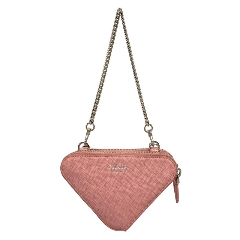 Prada Handbag Triangle Mini Pouch 1nr015 Petalo (pink) Chain Handle Re-nylon