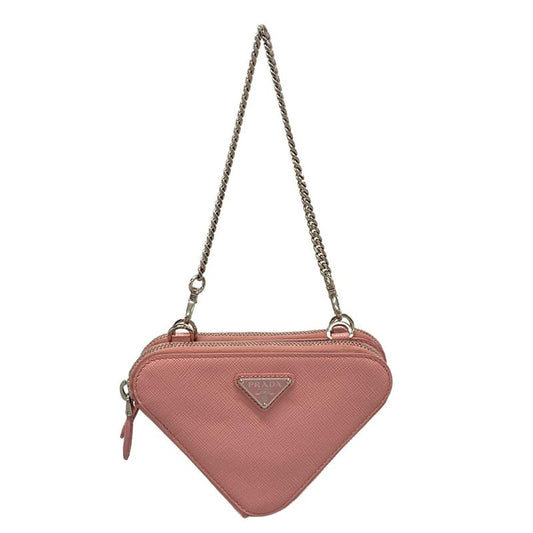 Prada Handbag Triangle Mini Pouch 1nr015 Petalo (pink) Chain Handle Re-nylon