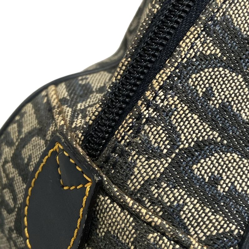 DIOR Christian Dior Handbag Double Saddle Bag Trotter Navy X Ivory Leather