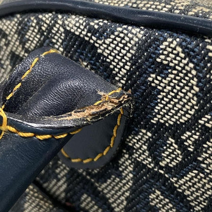 DIOR Christian Dior Handbag Double Saddle Bag Trotter Navy X Ivory Leather