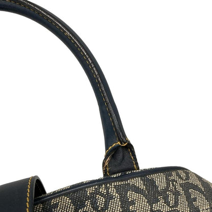 DIOR Christian Dior Handbag Double Saddle Bag Trotter Navy X Ivory Leather