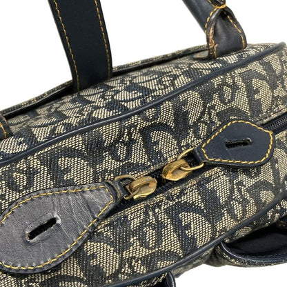 DIOR Christian Dior Handbag Double Saddle Bag Trotter Navy X Ivory Leather