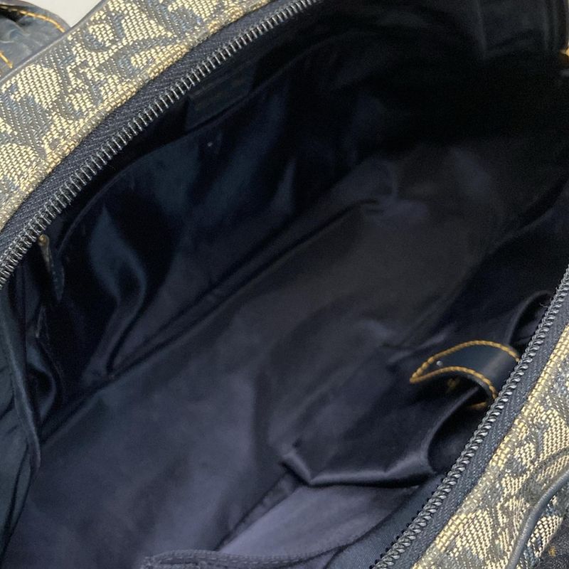 DIOR Christian Dior Handbag Double Saddle Bag Trotter Navy X Ivory Leather