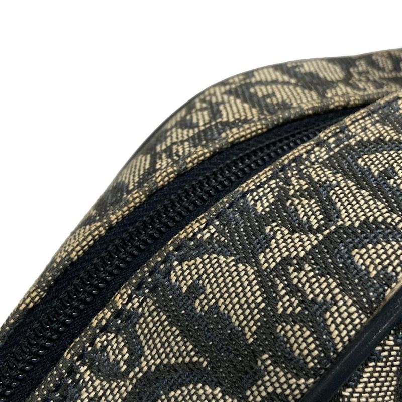 DIOR Christian Dior Handbag Double Saddle Bag Trotter Navy X Ivory Leather