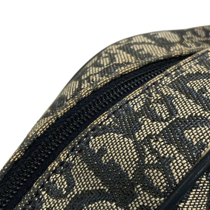 DIOR Christian Dior Handbag Double Saddle Bag Trotter Navy X Ivory Leather