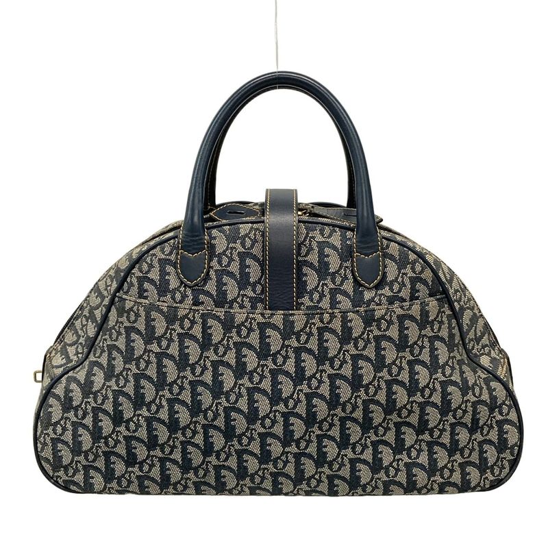 DIOR Christian Dior Handbag Double Saddle Bag Trotter Navy X Ivory Leather
