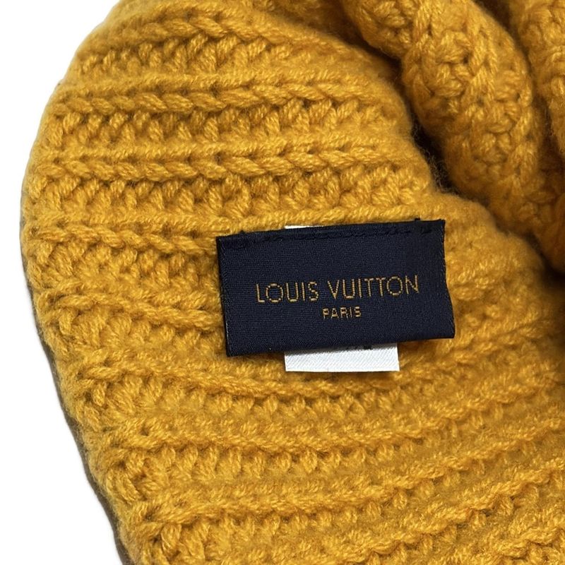 Louis Vuitton Knit Hat - M76049 Dark Yellow Leather Patch Cashmere