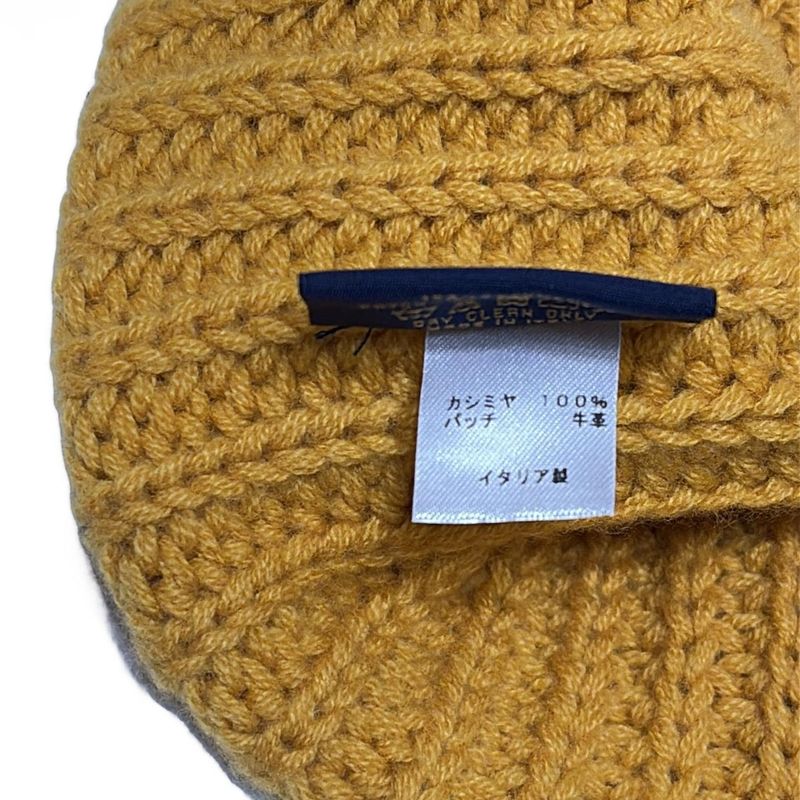 Louis Vuitton Knit Hat - M76049 Dark Yellow Leather Patch Cashmere