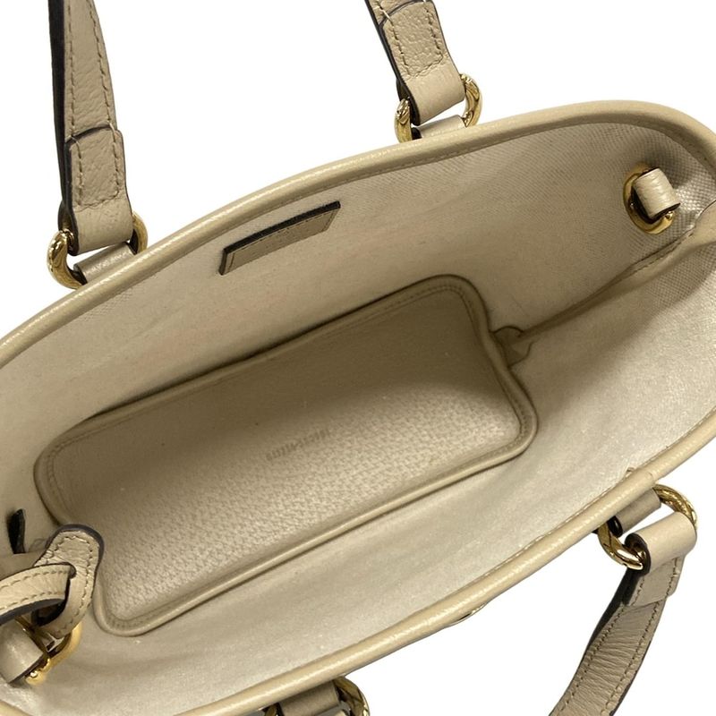 Gucci Tote Bag Double G Mini Tote Bag GG Supreme 811716 Gray X Ivory X Beige