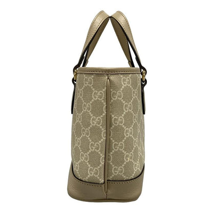 Gucci Tote Bag Double G Mini Tote Bag GG Supreme 811716 Gray X Ivory X Beige