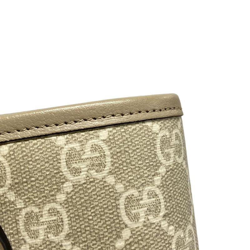 Gucci Tote Bag Double G Mini Tote Bag GG Supreme 811716 Gray X Ivory X Beige