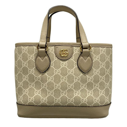 Gucci Tote Bag Double G Mini Tote Bag GG Supreme 811716 Gray X Ivory X Beige