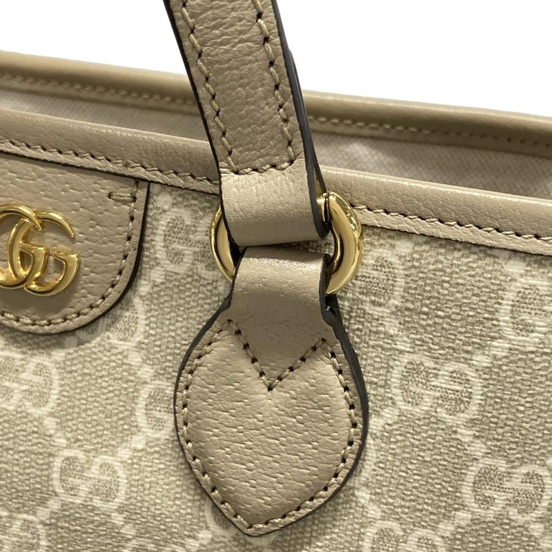 Gucci Tote Bag Double G Mini Tote Bag GG Supreme 811716 Gray X Ivory X Beige