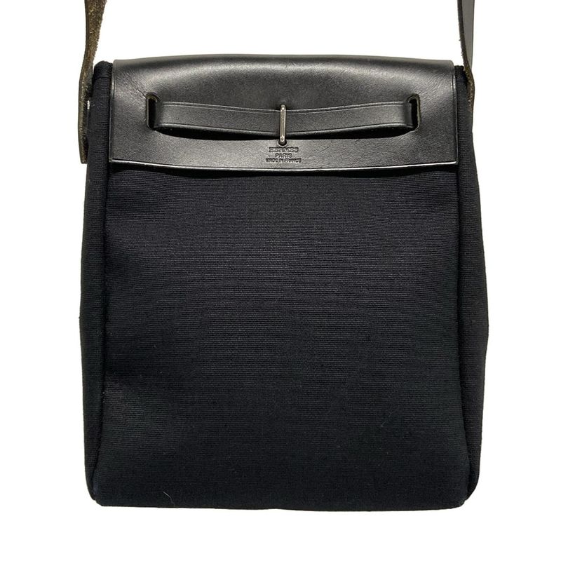 Hermes Shoulder Bag Herbag Her Bag TPM Black Silver Hardware Leather