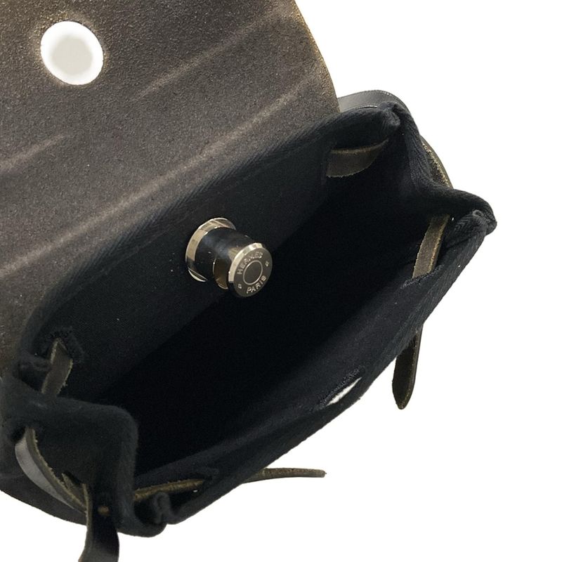 Hermes Shoulder Bag Herbag Her Bag TPM Black Silver Hardware Leather