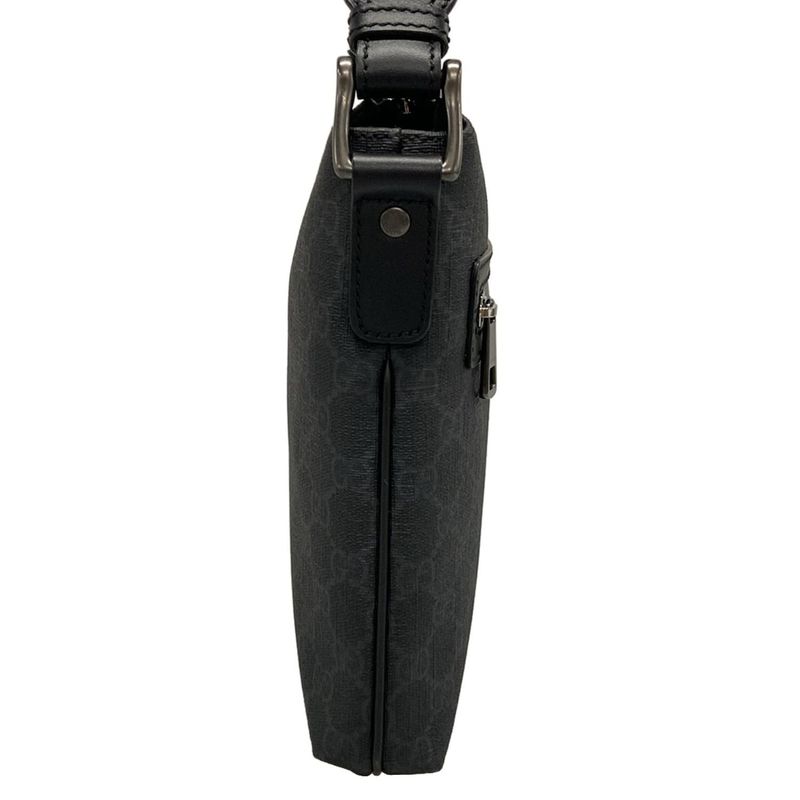 Gucci Shoulder Bag GG Supreme 387514 Dark Gray X Light Gray X Black Leather