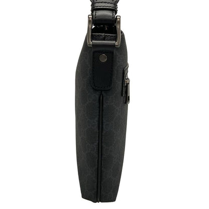 Gucci Shoulder Bag GG Supreme 387514 Dark Gray X Light Gray X Black Leather