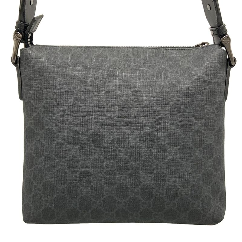 Gucci Shoulder Bag GG Supreme 387514 Dark Gray X Light Gray X Black Leather