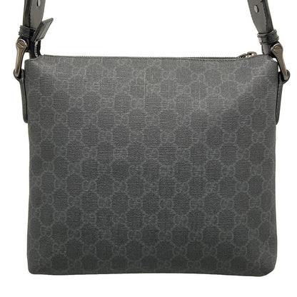 Gucci Shoulder Bag GG Supreme 387514 Dark Gray X Light Gray X Black Leather