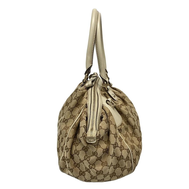 Gucci Handbag Sookie GG Pattern 223974 Dark Brown X Beige X Ivory Leather