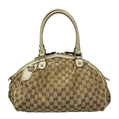 Gucci Handbag Sookie GG Pattern 223974 Dark Brown X Beige X Ivory Leather