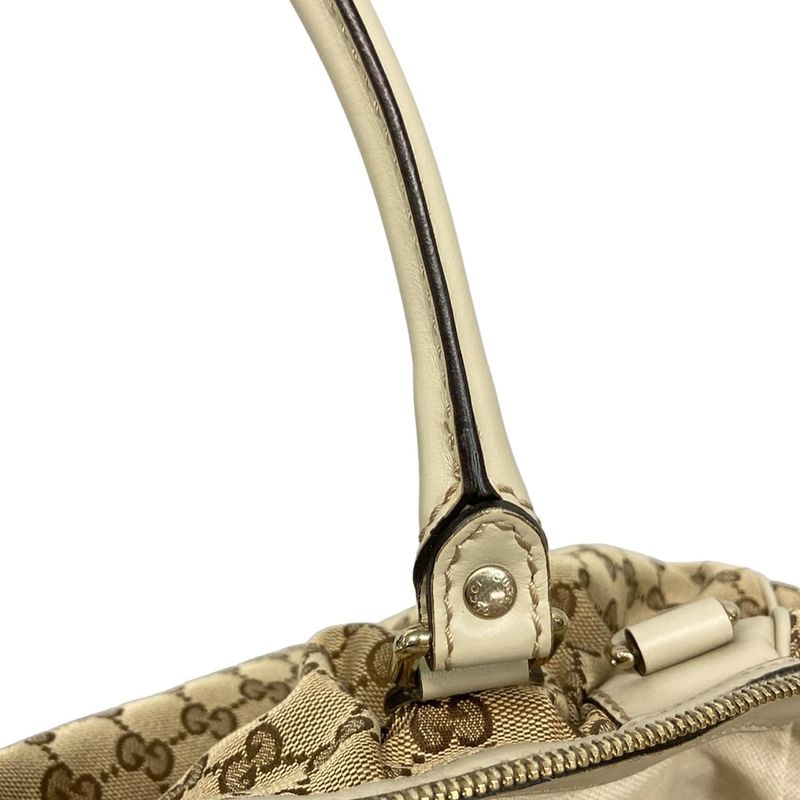 Gucci Handbag Sookie GG Pattern 223974 Dark Brown X Beige X Ivory Leather