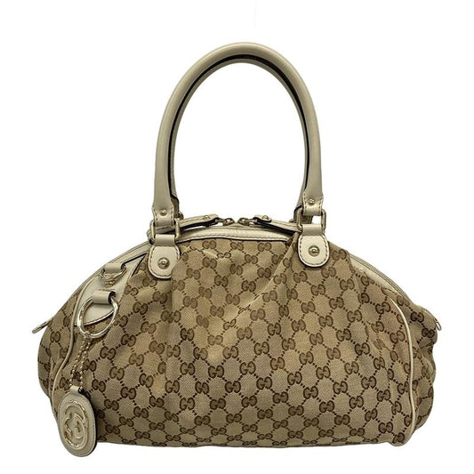 Gucci Handbag Sookie GG Pattern 223974 Dark Brown X Beige X Ivory Leather