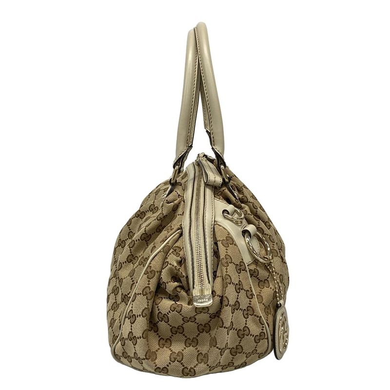 Gucci Handbag Sookie GG Pattern 223974 Dark Brown X Beige X Ivory Leather