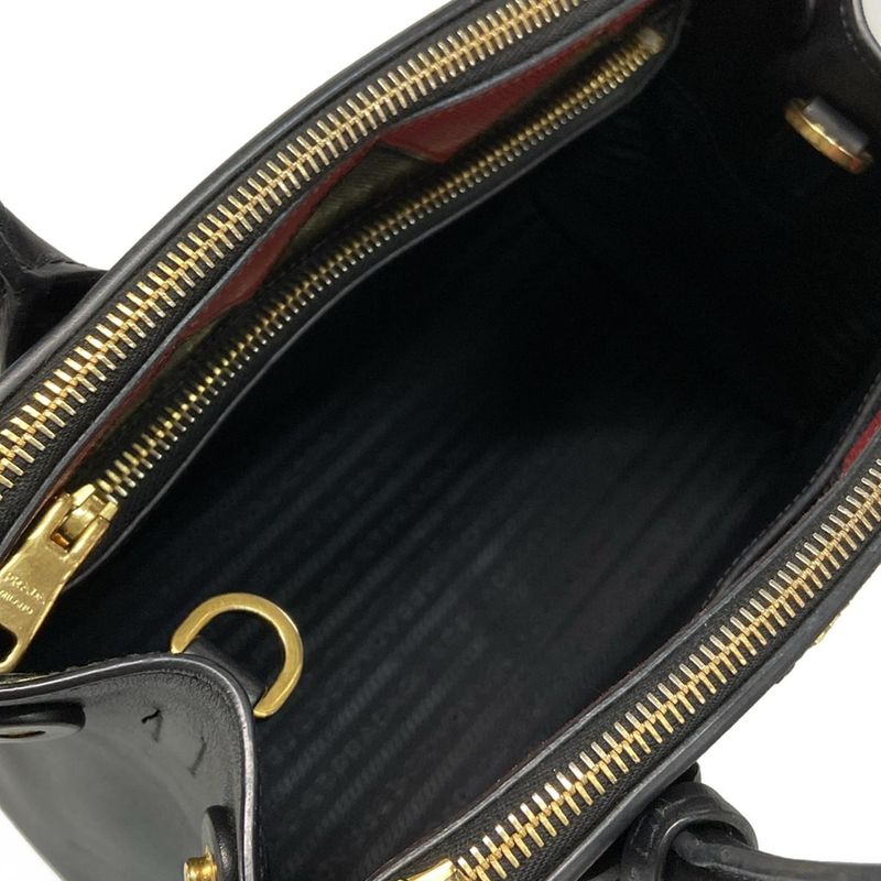Prada Tote Bag Galleria Small Bag Black X Red Paradigm Leather