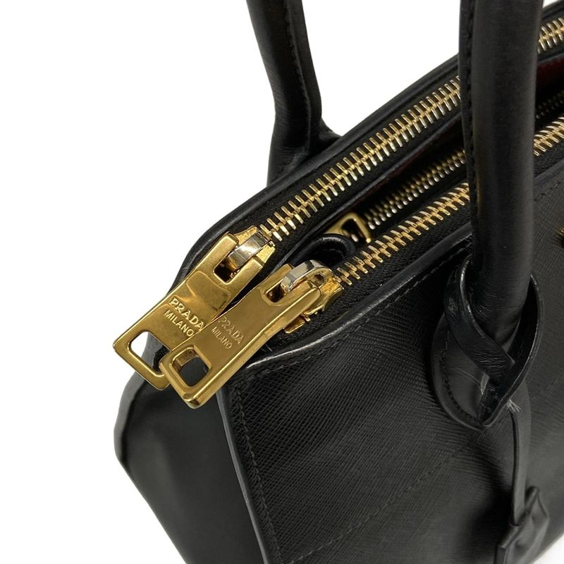 Prada Tote Bag Galleria Small Bag Black X Red Paradigm Leather