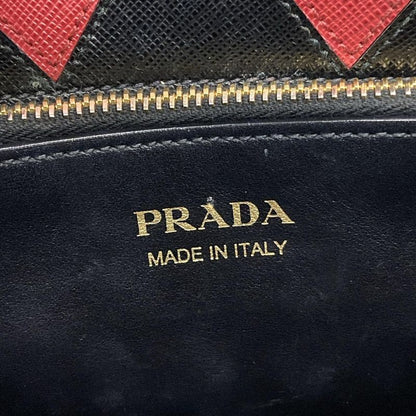 Prada Tote Bag Galleria Small Bag Black X Red Paradigm Leather