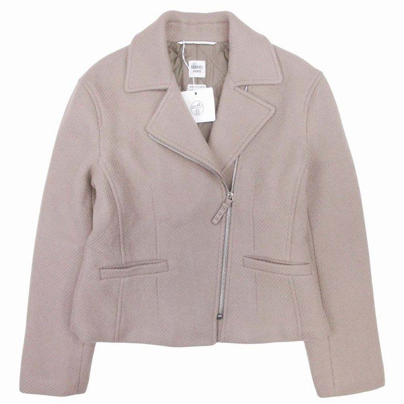 23AW Hermes 100% Cashmere Double Riders Jacket Blouson Outer Coat Medor