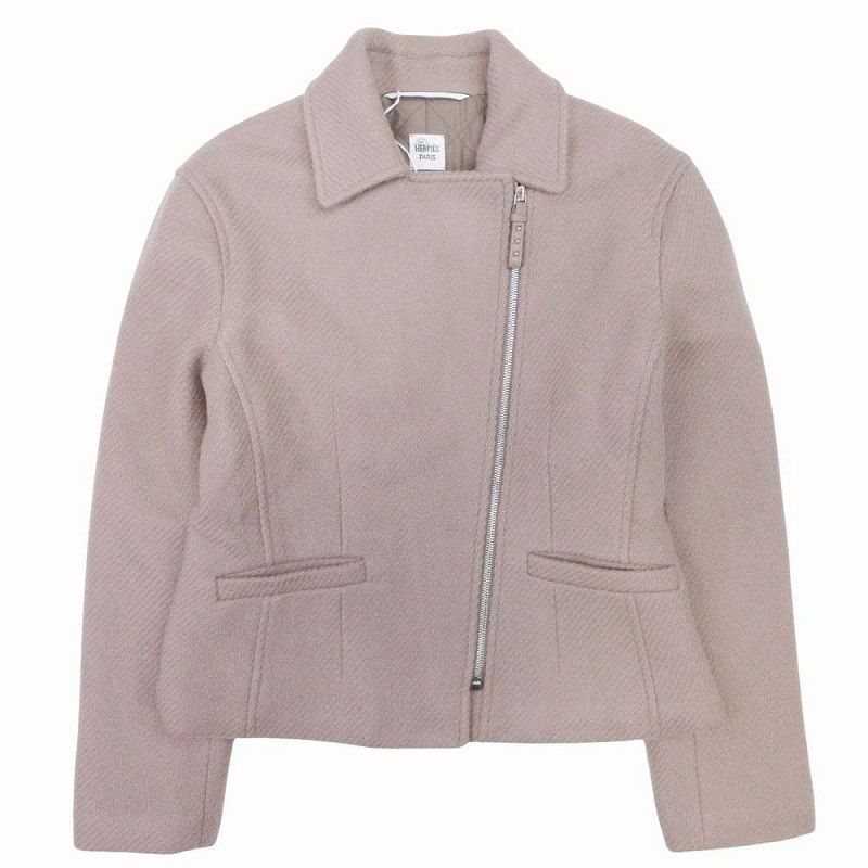 23AW Hermes 100% Cashmere Double Riders Jacket Blouson Outer Coat Medor