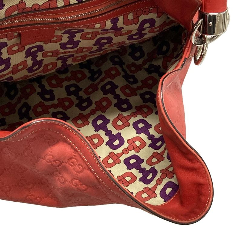 Gucci Handbag Indy Guccissima Line 177088 Red Leather