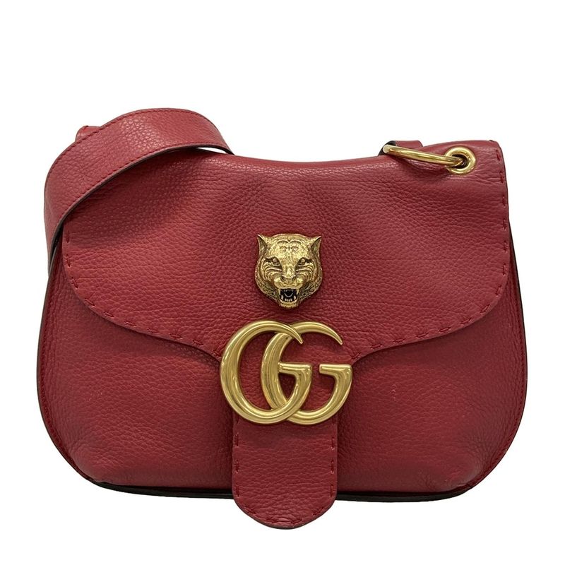 Gucci Shoulder Bag Ggmarmont 409154 Red Leather