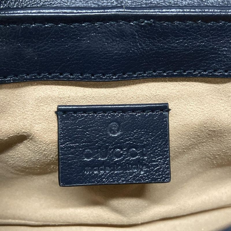 Gucci Shoulder Bag Ggmarmont 476433 Green X Dark Navy Mini Bag Leather