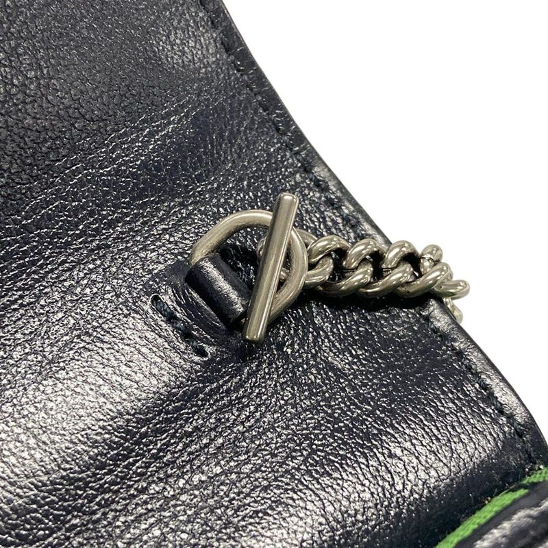 Gucci Shoulder Bag Ggmarmont 476433 Green X Dark Navy Mini Bag Leather