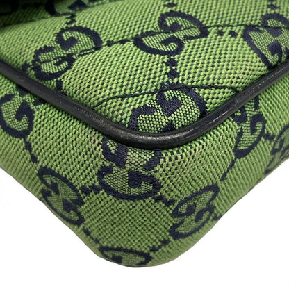 Gucci Shoulder Bag Ggmarmont 476433 Green X Dark Navy Mini Bag Leather