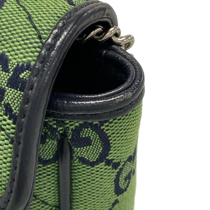 Gucci Shoulder Bag Ggmarmont 476433 Green X Dark Navy Mini Bag Leather