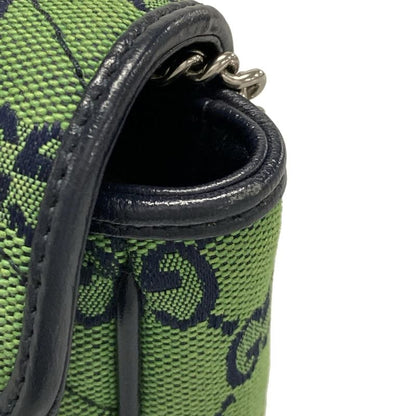Gucci Shoulder Bag Ggmarmont 476433 Green X Dark Navy Mini Bag Leather