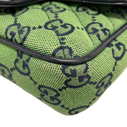 Gucci Shoulder Bag Ggmarmont 476433 Green X Dark Navy Mini Bag Leather