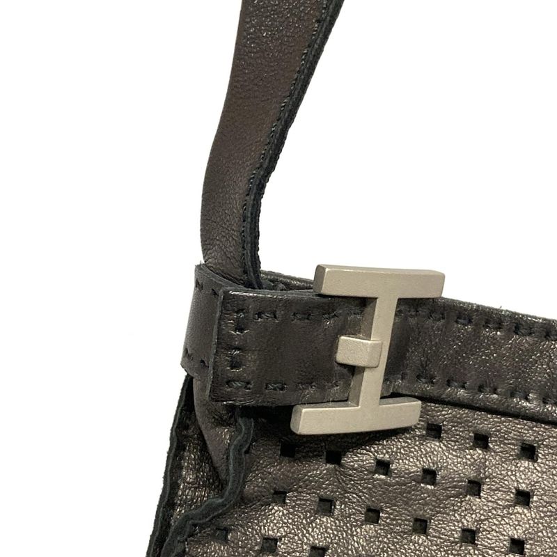 Hermes Shoulder Bag Toe De Punching Black Leather