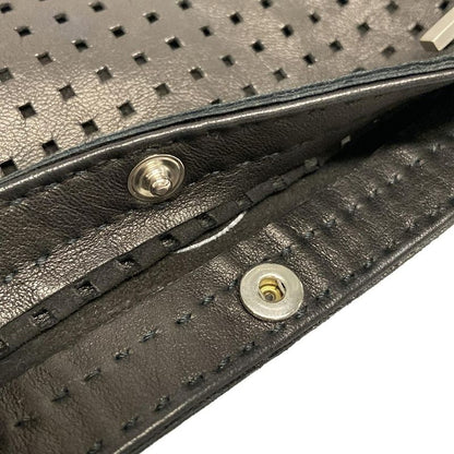 Hermes Shoulder Bag Toe De Punching Black Leather