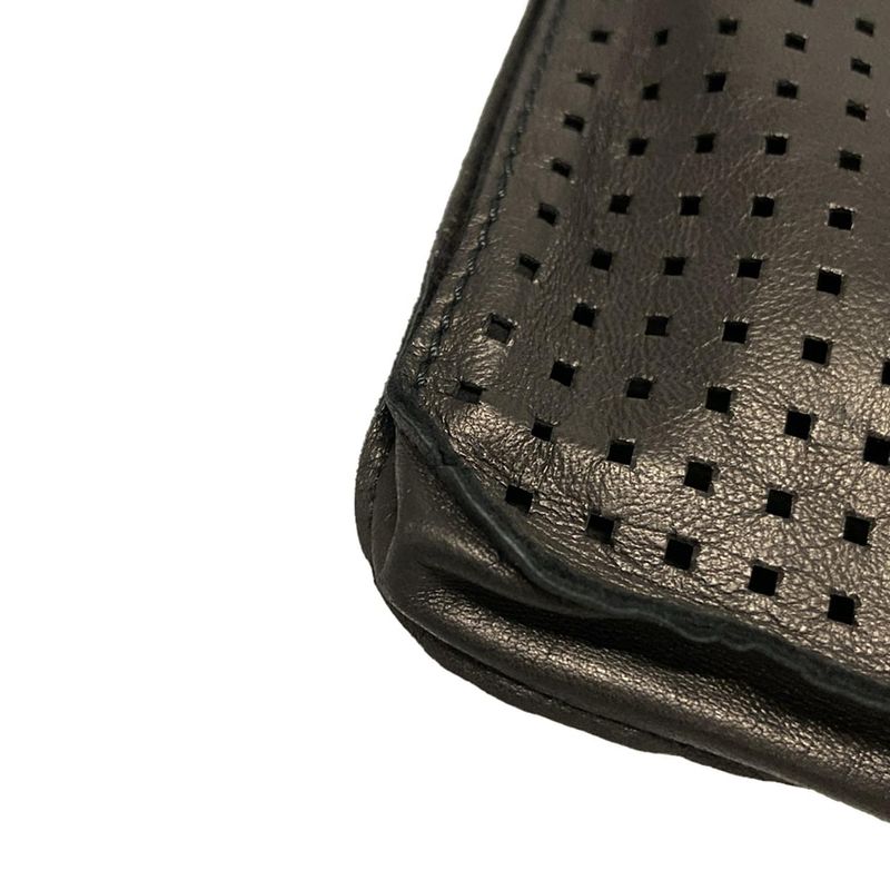 Hermes Shoulder Bag Toe De Punching Black Leather