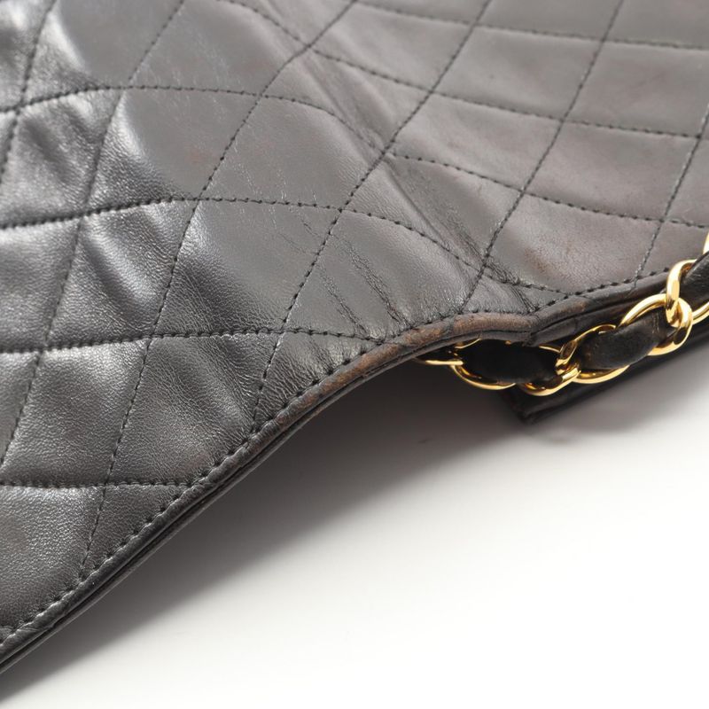 Chanel Shoulder Bag Matelasse Black Lambskin Matelasse Push Lock Chain Shoulder