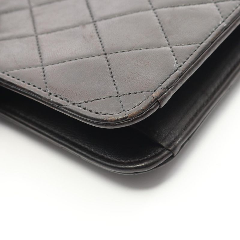 Chanel Shoulder Bag Matelasse Black Lambskin Matelasse Push Lock Chain Shoulder