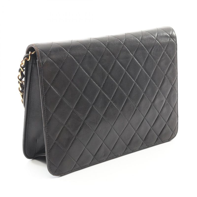 Chanel Shoulder Bag Matelasse Black Lambskin Matelasse Push Lock Chain Shoulder