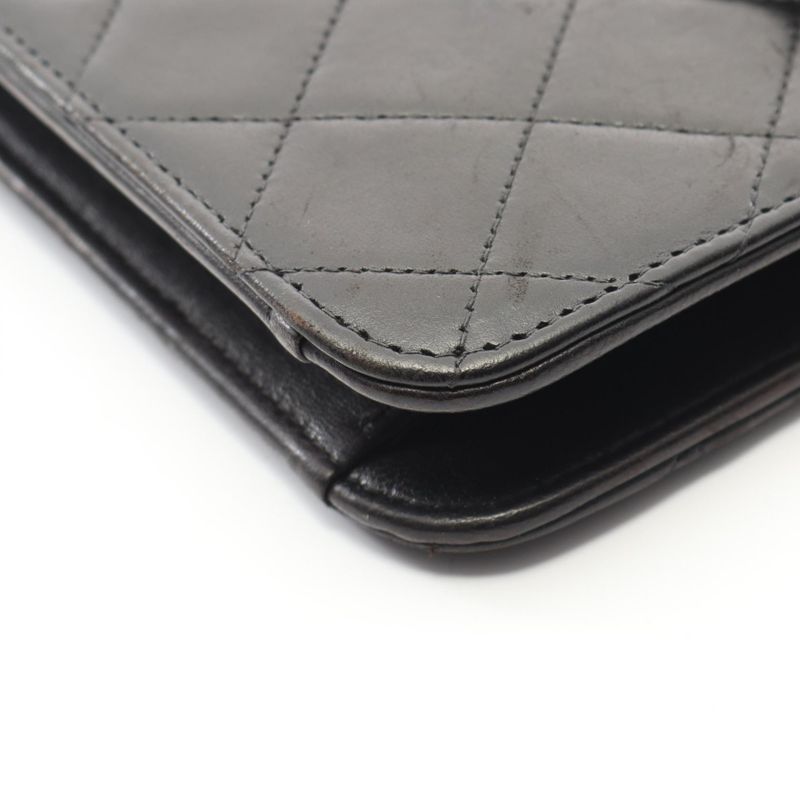 Chanel Shoulder Bag Matelasse Black Lambskin Matelasse Push Lock Chain Shoulder